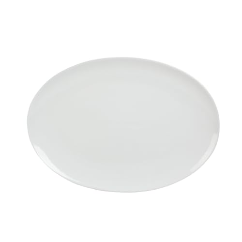10 Strawberry Street Coupe Stoneware 14' Oval Serving Platter, White