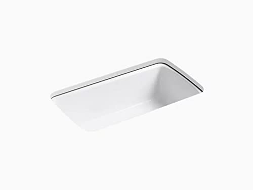 KOHLER K-5864-5U-0 Cape Dory 33' Undermount Single-Bowl Kitchen Sink, Cast Iron Kitchen Sink, Undermount Sink, White