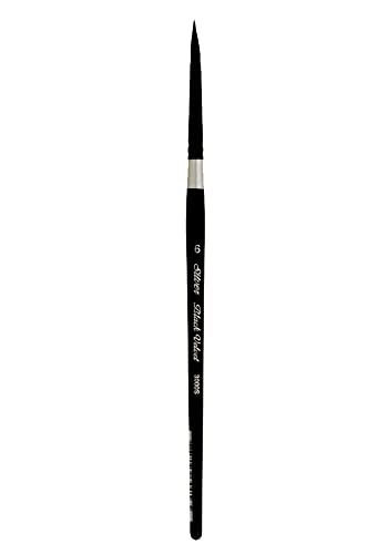 Silver Brush Limited 3000S6 Black Velvet Round Brush for Watercolor, Size 6, Short Handle