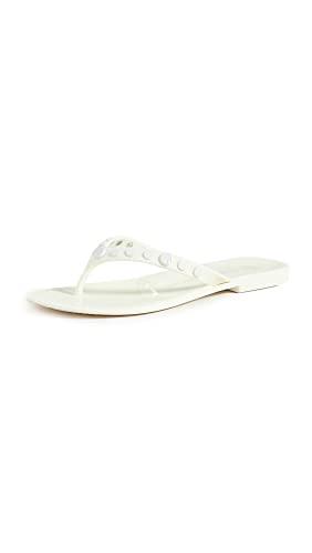 Tory Burch Women's Studded Jelly thong Sandals, New Ivory, Off White, 8 Medium US