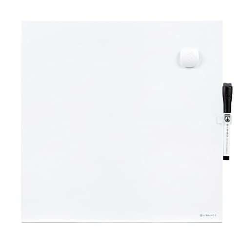 U Brands Magnetic Dry Erase Board, 14'x14', Frameless, Includes Marker and Magnet
