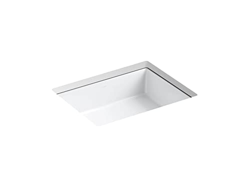 KOHLER K-2882-0 Verticyl 19-3/4' Rectangular Undermount Bathroom Sink, Vitreous Lavatory Vanity Sink, Undermount Bathroom Sink Rectangle, White