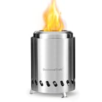 Dodometrek Tabletop Fire Pit with Stand for Camping Outdoor Portable Mini Smokeless Fire Pit for Camping Stainless Steel Camping Fire Pit Portable with Fireproof Hook and Travel Bag, Silver Metallic