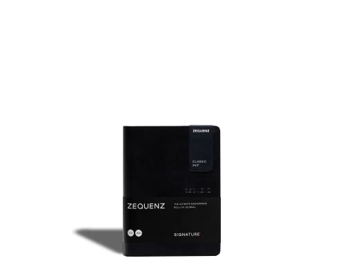 Zequenz Classic 360 Signature Series, Size: A6 Small, Color: Black, Paper: Grid, Soft Cover Notebook, Soft Bound Journal, 4' x 5.5', 200 sheets / 400 pages, Squared, Grid pattern, Graph premium paper