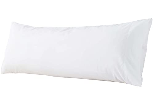 WhatsBedding Body Pillow Cover Cotton Fabric, Long Pillow Case Breathable & Skin-Friendly, Envelope Closure - White (21x54 inch)