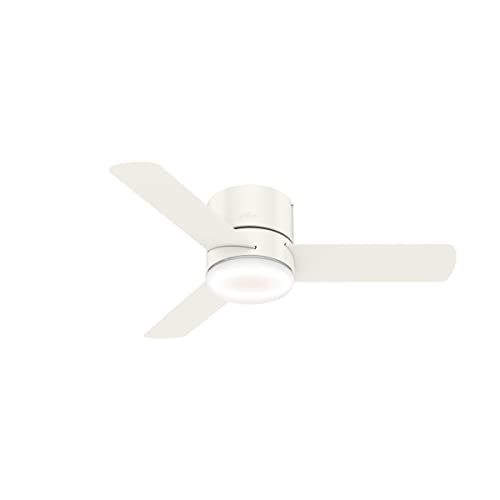 Hunter Fan Company 44' LED Kit 59452 Low Profile 44 Inch Ultra Quiet Minimus Ceiling Fan and Energy Efficient Light with Remote Control, Fresh White Finish