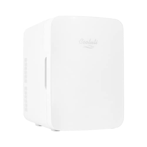 Cooluli 10L Mini Fridge for Bedroom - Car, Office Desk & College Dorm Room 12v Portable Cooler Warmer Food, Drinks, Skincare, Beauty Makeup AC/DC Small Refrigerator with Glass Front, White