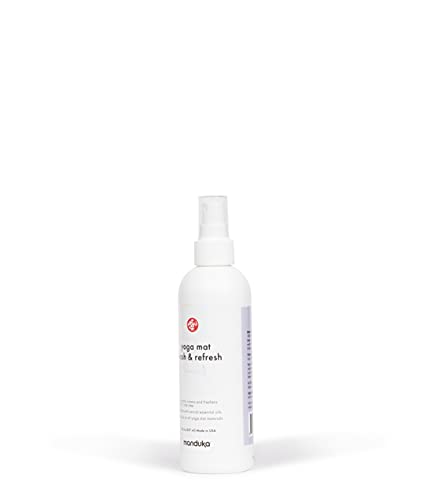 Manduka Yoga Mat Wash and Refresh – 100% Natural Essential Oil Yoga Mat Cleaning Spray, Fitness Equipment and Gym Accessories Cleaner, Non-irritating, Pet Friendly - Lavender Scent, 8 oz