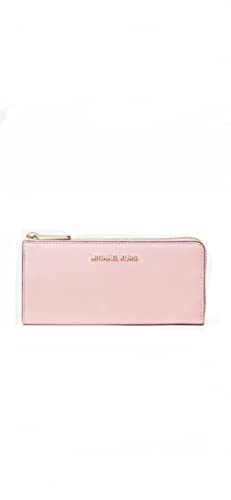 Michael Kors Jet Set Travel Large Logo Quarter-Zip Leather Wallet (Powder blush)