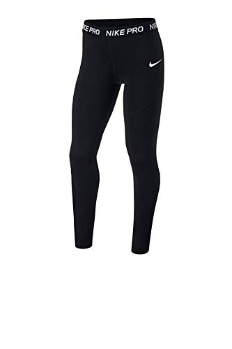 Nike Pro Big Kids' (Girls') Tights (Black/White, L)
