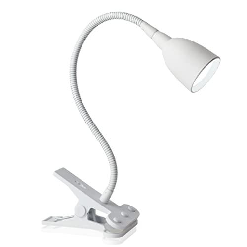 Newhouse Lighting NHCLP-OL-WH Olivia LED Clamp Light Desk Lamp with Flexible Gooseneck, 3 Brightness Levels & 3 Color Modes, White