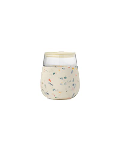 W&P Porter Wine Cocktail Glass w/Protective Silicone Sleeve Terrazzo Cream 15 Ounces On-the-Go Reusable Portable Dishwasher Safe
