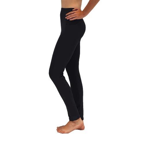 Private Island Women UPF 50+ Side Pockets Long Leggings Pants Swim Beach Swimsuit Rash Guard Bathing Bottom (S, Black-RLLP)