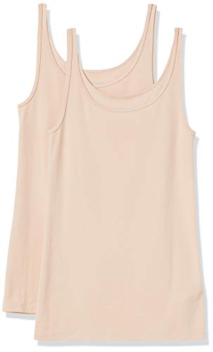 Amazon Essentials Women's Slim-Fit Thin Strap Tank, Pack of 2, Light Beige, X-Large