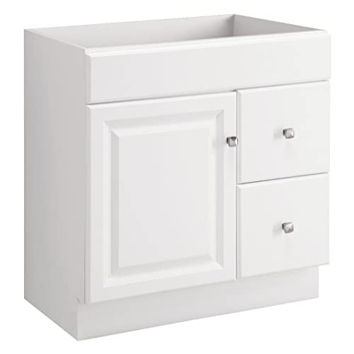 Design House 597203 Wyndham Unassembled Bathroom Vanity Cabinet Without Top, 30 x 18/1 Door, 2 Drawer, White