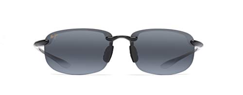 Maui Jim Men's and Women's Hookipa Polarized Rimless Sunglasses, Gloss Black/Neutral Grey, Large