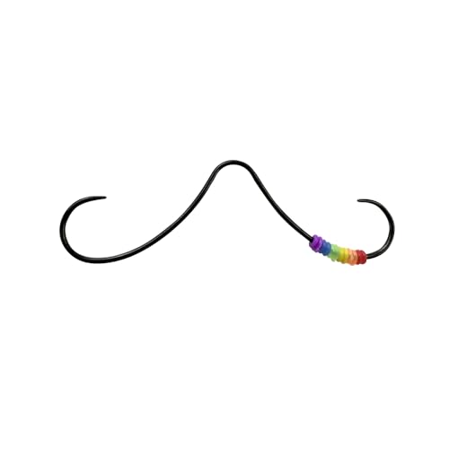 BodyJewelryOnline Black Septum Moustache Nose Ring [Curly Design], 316L Surgical Steel, 2¾” Length, Hypoallergenic, Lead/Nickel Free, Smooth Surface Rainbow removable orings