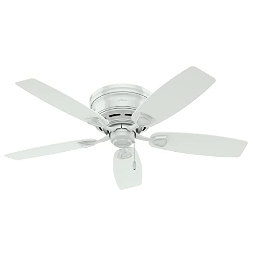 Hunter Fan Company, 53119, 48 inch Sea Wind White Low Profile Indoor / Outdoor Ceiling Fan and Pull Chain