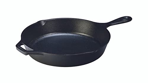 Lodge Seasoned Cast Iron Skillet - 12 Inch Ergonomic Frying Pan with Assist Handle, black