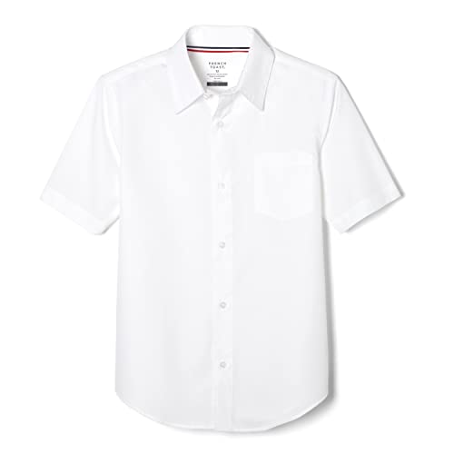French Toast boys Short Sleeve Classic Poplin Dress (Standard & Husky) Button Down Shirt, White, 3T US