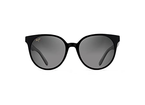 Maui Jim Women's Mehana Polarized Cat Eye Sunglasses, Black with Crystal/Neutral Grey, Medium