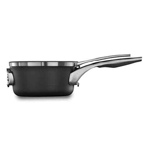 Calphalon Premier Space Saving 1.5 Quart Sauce Pan with Lid, Hard-Anodized Nonstick Cookware with MineralShield Technology, Dishwasher and Oven Safe
