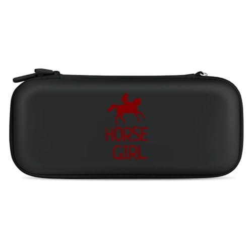 Horse Girl Portable Protective Shell Compatible with Switch Case Wristlet Travel Bag with 15 Game Cartridges Black-style-16