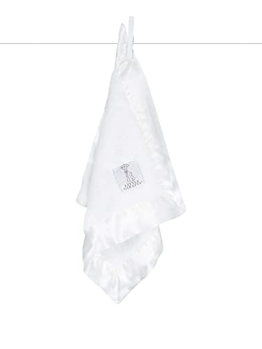 Little Giraffe Baby Blanket - Blanky - Soft Blanket with Satin Trim - Baby Stroller Blanket - Newborn Baby Essentials & Baby Gifts - 14x14' - White