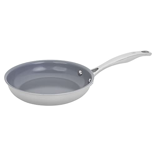 HENCKELS Clad H3 8-inch Induction Ceramic Nonstick Frying Pan, Stainless Steel, Durable and Easy to clean