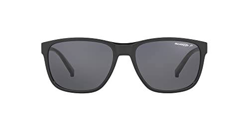 ARNETTE Unisex Sunglasses Shiny Black Frame, Polarized Dark Grey Lenses, 57MM