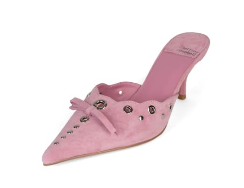 Jeffrey Campbell Gratis Mules Baby Pink Suede Silv