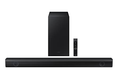 SAMSUNG HW-B550/ZA 2.1ch Soundbar w/Dolby Audio, DTS Virtual:X, Bass Boosted, Subwoofer Included, Adaptive Sound Lite, Bluetooth Multi Device Connection, Wireless Surround Compatible, 2022,Black