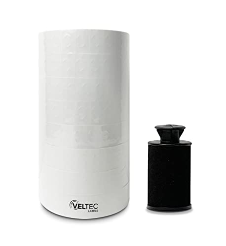 White Pricing Labels, 1 Line,for Monarch 1131 Price Gun – 1 Sleeve, 20,000 Labels with Security Slits and Free Ink Roller