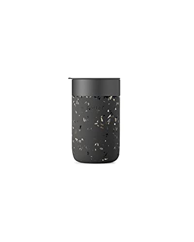 W&P Porter Ceramic Mug w/ Protective Silicone Sleeve, Terrazzo Charcoal 16 Ounces | On-the-Go | Reusable Cup for Coffee or Tea | Portable | Dishwasher Safe