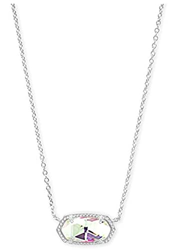 Kendra Scott Elisa Pendant Necklace for Women, Fashion Jewelry, Rhodium-Plated, Dichroic Glass