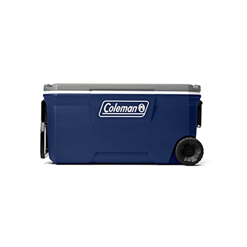Coleman 316 Series Insulated Portable Cooler with Heavy Duty Wheels, Leak-Proof Wheeled Cooler with 100+ Can Capacity, Keeps Ice for up to 5 Days, Great for Beach, Camping, Tailgating, Sports, & More