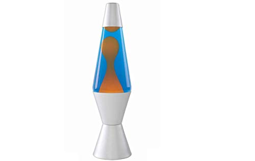 Lava The Original 2117 14.5-Inch Silver Base Lamp with Orange Wax in Blue Liquid