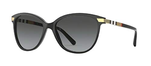 BURBERRY BE4216 3001T3 57M Black/Polarized Grey Gradient Cat Eye Sunglasses For Women+ BUNDLE With Designer iWear Eyewear Kit