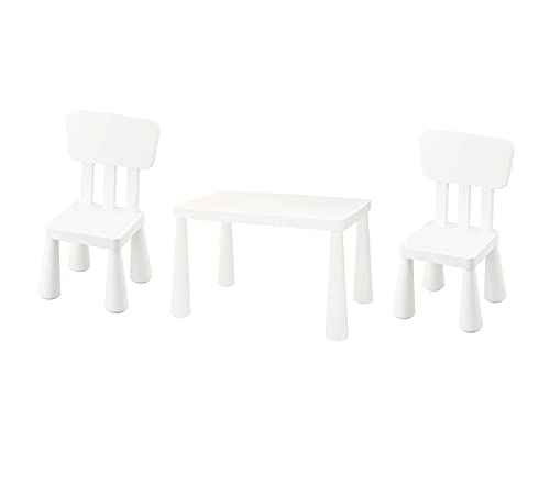 Ikea MAMMUT Children's table, in/outdoor With 2 Chairs [white]