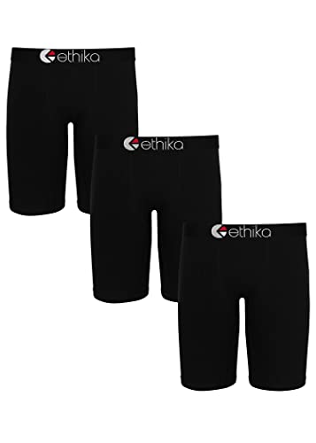 Ethika Mens Staple Boxer Brief | 3-Pack Blackout (BLK, Large)