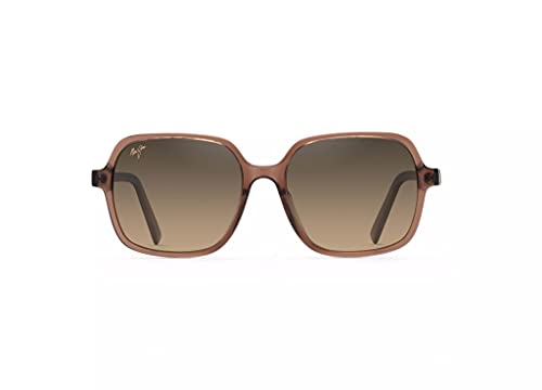 Maui Jim Women's Little Bell Polarized Fashion Sunglasses, Translucent Light Espresso/HCL Bronze, Medium