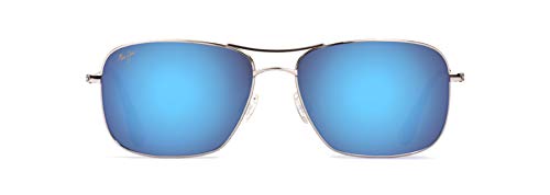 Maui Jim Men's and Women's Wiki Wiki Polarized Aviator Sunglasses, Silver/Blue Hawaii, Medium