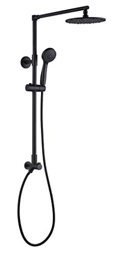 Fennocasa Polaris 3 Rain Shower System, 8” Rainfall Shower Head and Handheld Shower Combo, includes 3-Setting Handheld Spray, Height Adjustable Shower Wand Holder, 60” Hose (2.5 GPM Matte Black)