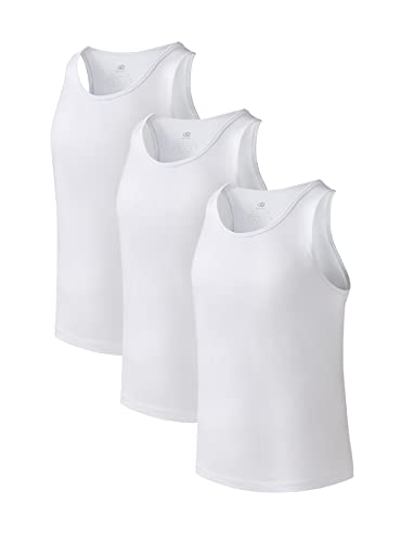 DAVID ARCHY Men's Tank Top Undershirts Cotton Tank Shirt Comfy Soft Crew Neck Sleeveless T Shirts for Men in 3 Pack (L, White)