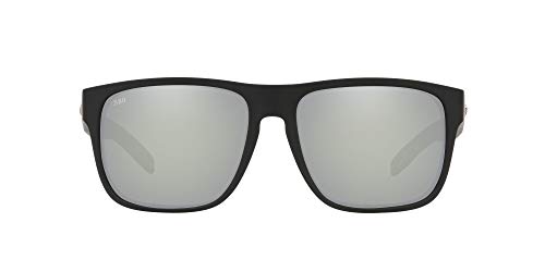 Costa Del Mar Men's Spearo XL Fishing and Watersports Polarized Square Sunglasses, Matte Black/Grey Silver Mirrored Polarized-580G, 59 mm