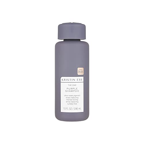 Kristin Ess Hair The One Purple Shampoo for Toning Blonde Hair - Neutralizes Brass + Yellow Tones, Shine Restoring - Sulfate, Silicone and Paraben Free, Color + Keratin Safe, 10 fl. oz.