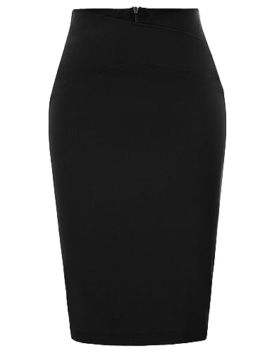 GRACE KARIN Women Black Bodycon Skirt Hips-Wrapped Pencil Skirt for Party Black Size M