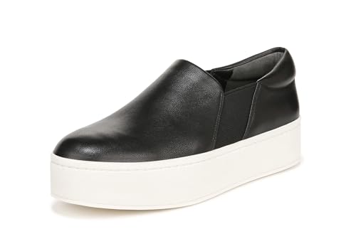 Vince Womens Warren Platform Slip On Fashion Sneakers Black Leather 8.5 M