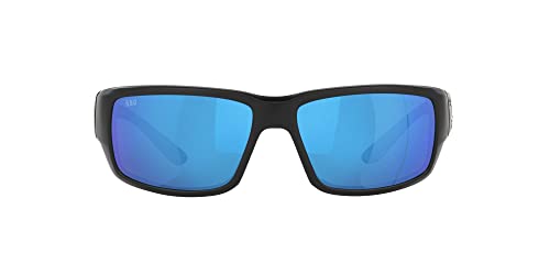 Costa Del Mar Men's Fantail Polarized Rectangular Sunglasses, Matte Black/Grey Blue Mirrored Polarized-580G, 59 mm