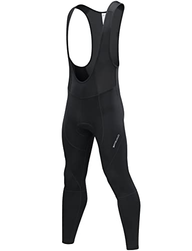 qualidyne Men's Cycling Bib Tights 3D Padded Winter Thermal Cold Weather Bike Bib Pants Biking Bicycle Long Leggings.